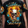 A LITTLE SUNSHINE A LITTLE SAVAGE SKULL SUNFLOWER ALL OVER PRINT