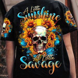 A LITTLE SUNSHINE A LITTLE SAVAGE SKULL SUNFLOWER ALL OVER PRINT