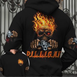 DILLIGAF FLAME SKULL WITH G ALL OVER PRINT