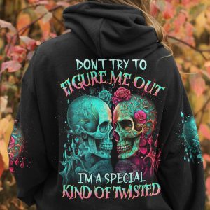 DON'T TRY TO FIGURE ME OUT SKULL ALL OVER PRINT