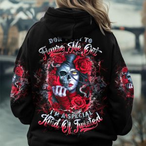 DON'T TRY TO FIGURE ME OUT SKULL LADY ALL OVER PRINT