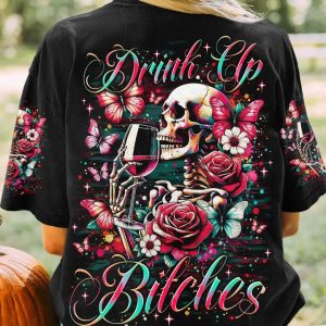 DRINK UP BITCHES SKELETON ROSE ALL OVER PRINT