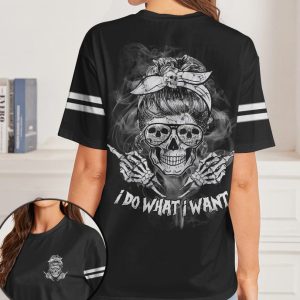 I DO WHAT I WANT SKULL BLACK AND WHITE ALL OVER PRINT