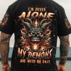 I'M NEVER ALONE SKULL DEMON SKULL DRAGON ALL OVER PRINT