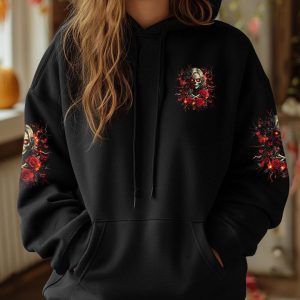 THE GOOD GIRL IN ME SKULL LADY ROSE ALL OVER PRINT 1