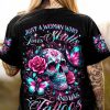 JUST A WOMAN WHO LOVES SKULLS AND HAS TATTOOS ALL OVER PRINT