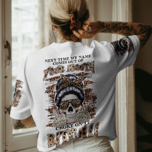 NEXT TIME MY NAME COMES OUT LEOPARD MESSY BUN ALL OVER PRINT