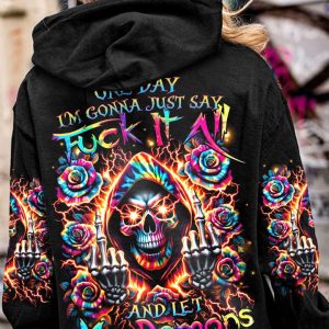 ONE DAY I'M GONNA JUST SAY REAPER TIE DYE ROSE ALL OVER PRINT