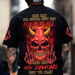 ONE DAY RED EVIL SKULL ALL OVER PRINT