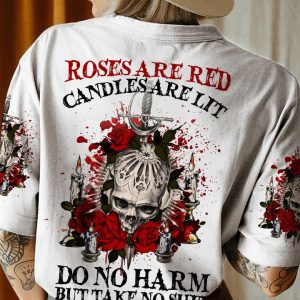 ROSES ARE RED CANDLES ARE LIT SKULL ALL OVER PRINT