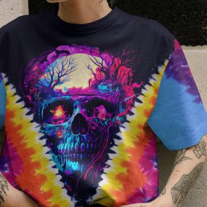 SKULL TIE DYE ALL OVER PRINT