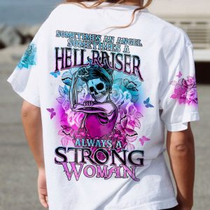 SOMETIMES AN ANGEL SKELETON PURPLE WHITE ALL OVER PRINT