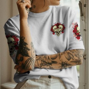 STUCK BETWEEN IDK IDC AND IDGAF FLOWER SKULL ALL OVER PRINT 1