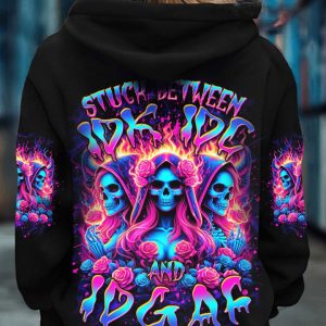 STUCK BETWEEN IDK IDC AND IDGAF SKULL ALL OVER PRINT