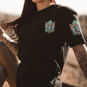 THE GOOD GIRL IN ME 3 SKULLS ROSE ALL OVER PRINT 1