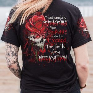 TREAD CAREFULLY ROSE SKULL ALL OVER PRINT