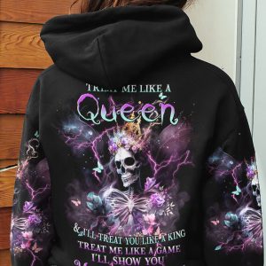TREAT ME LIKE A QUEEN WINGS SKULL ALL OVER PRINT
