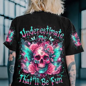 UNDERESTIMATE ME ROSE SKULL ALL OVER PRINT