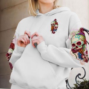 WARNING THIS TATTOOED GIRL SUGAR SKULL FLOWER ALL OVER PRINT 1