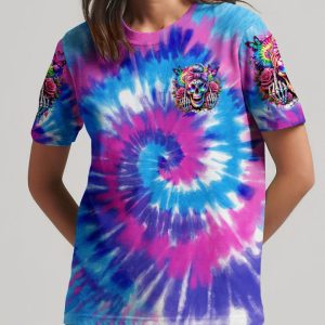 YES I'M A B BUT NOT YOURS MESSY BUN SKULL TIE DYE ALL OVER PRINT