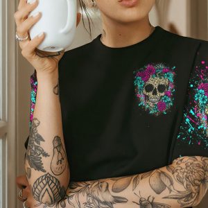 YES I'M A B LEOPARD SKULL FLOWER ALL OVER PRINT 1