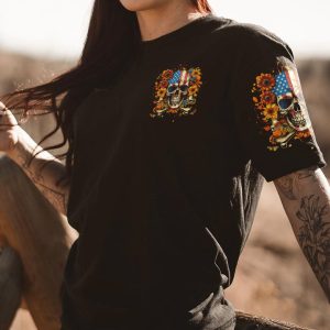 YOU COULDN'T HANDLE ME SUNFLOWER FLAG SKULL ALL OVER PRINT 1