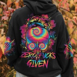 ZERO F GIVEN TIE DYE MESSY BUN BLACK ALL OVER PRINT