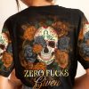 ZERO FCKS GIVEN FLOWER SKULL ALL OVER PRINT