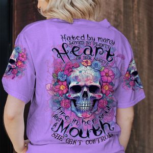 A MOUTH SHE CAN'T CONTROL SKULL ROSE ALL OVER PRINT