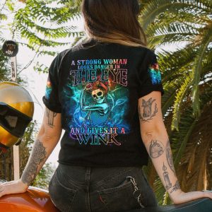 A STRONG WOMAN LOOKS DANGER SKELETON ALL OVER PRINT