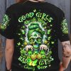 B GIRLS CHUG BEER MESSY BUN SKULL PATRICK'S DAY ALL OVER PRINT