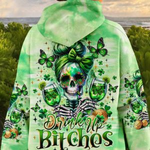 DRINK UP B MESSY BUN SKULL PATRICK'S DAY ALL OVER PRINT