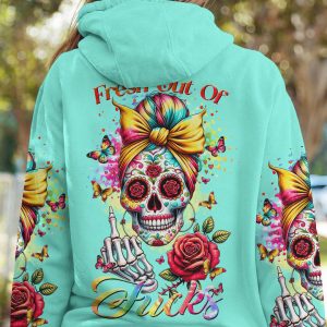 FRESH OUT OF F MESSY BUN SKULL ALL OVER PRINT