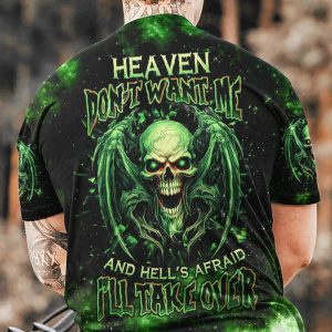 HEAVEN DON'T WANT ME SKULL WINGS GALAXY ALL OVER PRINT