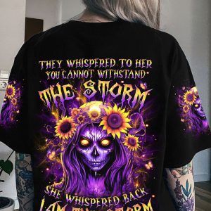 I AM THE STORM SKULL SUNFLOWERS ALL OVER PRINT
