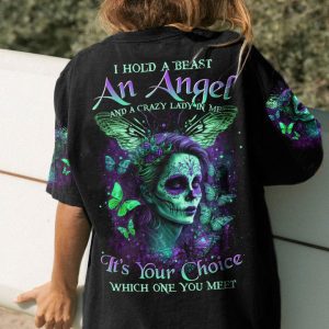 I HOLD A BEAST AN ANGEL SUGAR SKULL BUTTERFLIES ALL OVER PRINT