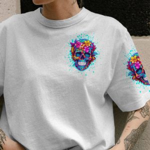 I MAY NOT BE PERFECT FLORAL SKULL ALL OVER PRINT 1