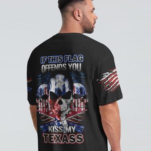 IF THE FLAG OFFENDS YOU TEXAS PATRIOTIC SKULL ALL OVER PRINT