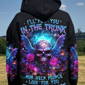 I'LL PUT YOU IN THE TRUNK SKULL WINGS ALL OVER PRINT