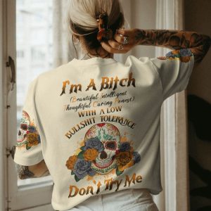 I'M A B DON'T TRY ME ROSE SKULL ALL OVER PRINT