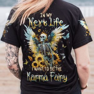 KARMA FAIRY SKULL SKELETON SUNFLOWER ALL OVER PRINT