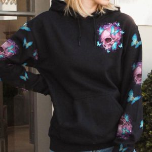 MY GIVE A F BUTTERFLY PINK SKULL ALL OVER PRINT 1