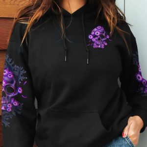 MY GIVE A F PURPLE DAISY SKULL ALL OVER PRINT HOODIE (1)