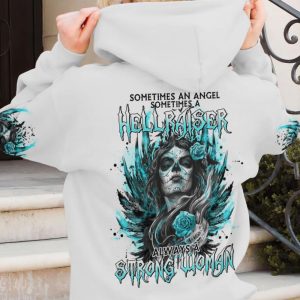 ALWAYS A STRONG WOMAN SUGAR SKULL WINGS ALL OVER PRINT HOODIE