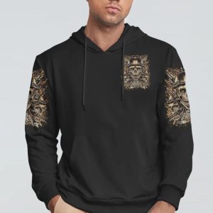 AMERICA LIVE IT LOVE IT 3 SKULLS ALL OVER PRINT HOODIE