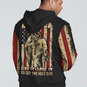 AMERICA LIVE IT LOVE IT OR GET THE HELL OUT SKULL ALL OVER PRINT HOODIE