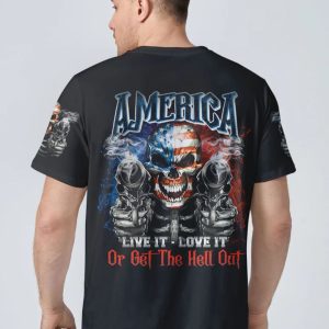 AMERICA LIVE IT LOVE IT OR GET THE HELL OUT SKULL G ALL OVER PRINT HOODIE