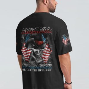 AMERICA LIVE IT LOVE IT SKULL WITH FLAG ALL OVER PRINT T SHIRT