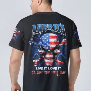 AMERICA LIVE IT SKULL BONES ALL OVER PRINT T SHIRT