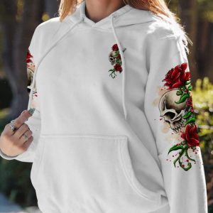 ASSUMING I WAS LIKE MOST GIRLS ROSE SKULL G WHITE ALL OVER PRINT HOODIE
